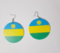 Circle Wooden Earring with Rwandan Flag murukali.com