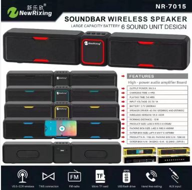 NewRixing NR-7015 Wireless Bluetooth V5.0 TWS SoundBar 3D Surround Portable Speaker Super Bass murukali.com