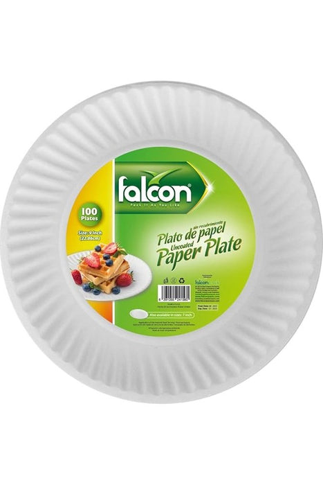 Falcon Paper Plate 9 Inch Disposable 100 Pieces