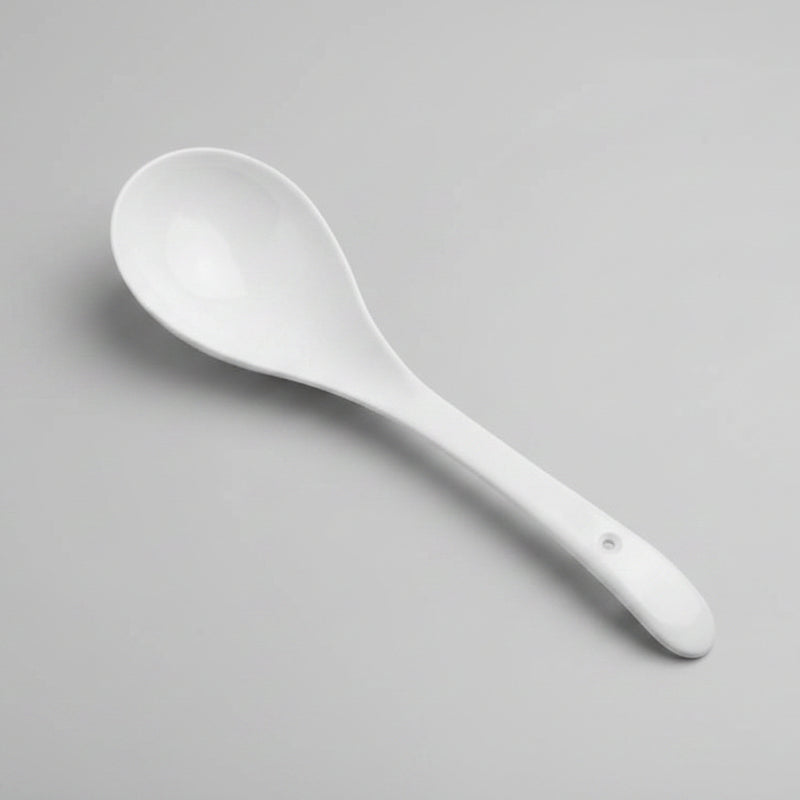 White Ceramic Soup Ladle / Serving Spoon