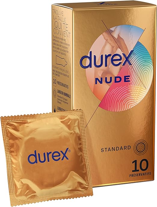 Durex NUDE - 10 Condoms for Men - Ultra Thin - Skin to Skin Feel