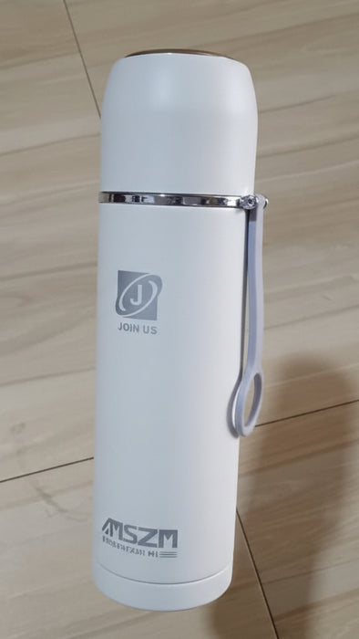 White Stainless Steel Vacuum Insulated Thermos Flask 1L