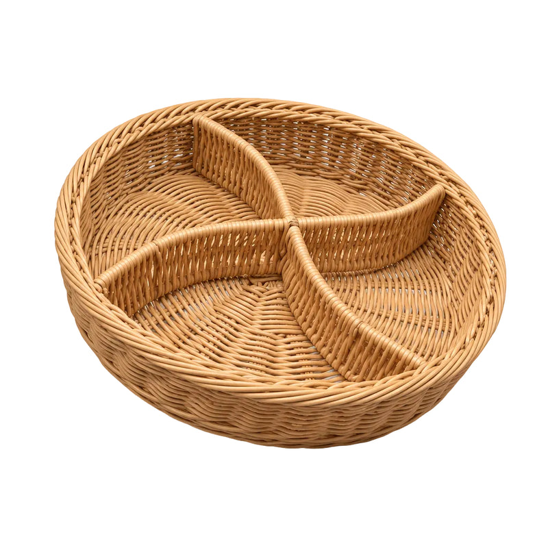 Round Compartmentalized Woven Basket