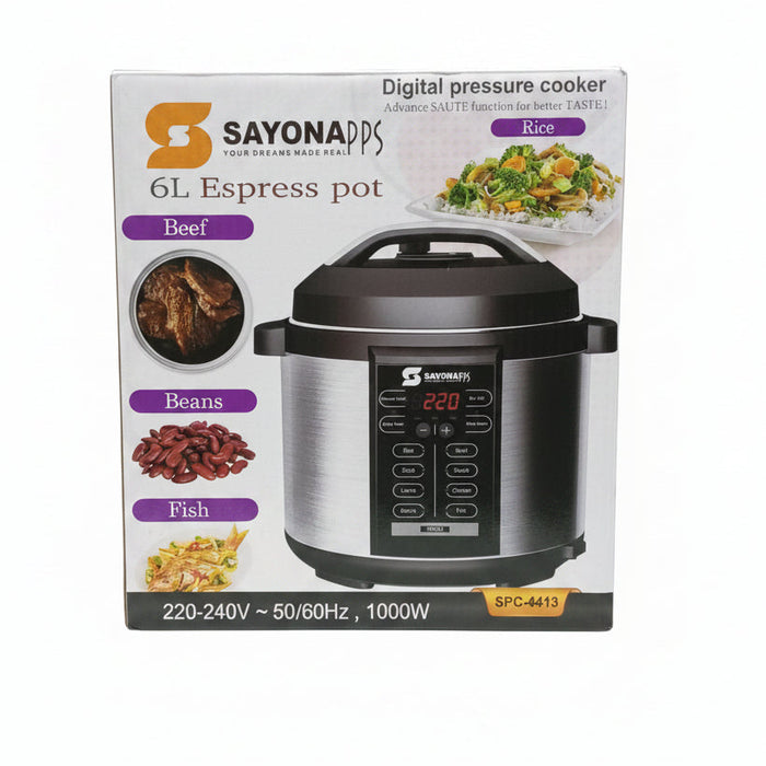 Sayona Apps 6L Express Pot Digital Pressure Cooker
