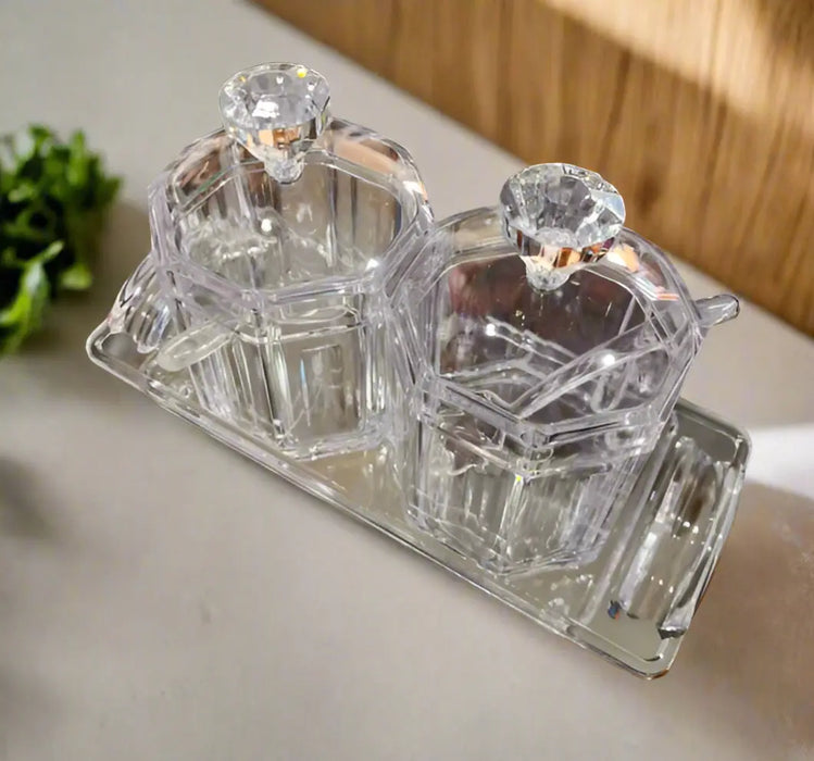 2-Piece Acrylic Spice Jar Set with Tray and Spoons Murukali.com