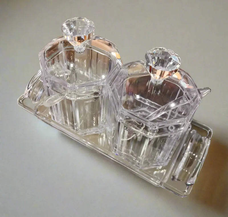 2-Piece Acrylic Spice Jar Set with Tray and Spoons Murukali.com