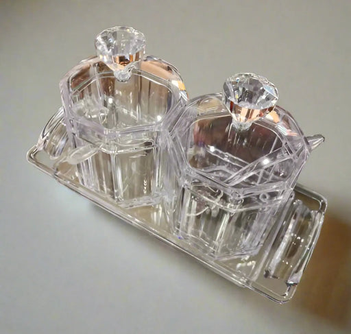 2-Piece Acrylic Spice Jar Set with Tray and Spoons Murukali.com