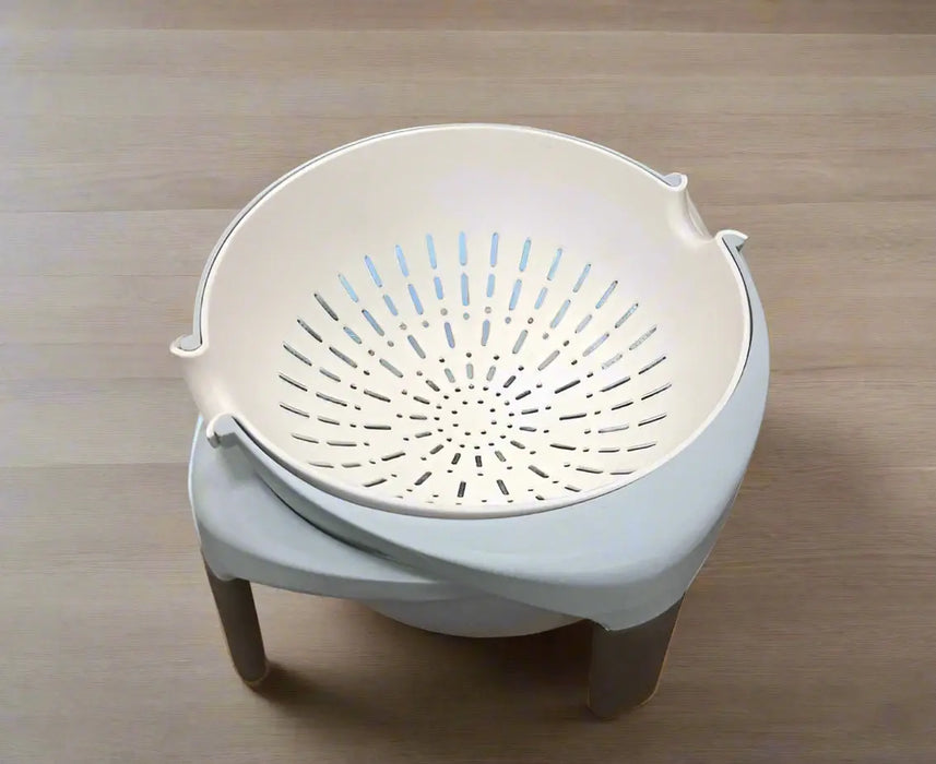 2-in-1 Rotating Drain Basket or Double-Layer Colander Bowl Set Murukali.com