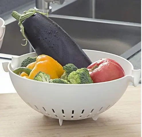 2-in-1 Rotating Drain Basket or Double-Layer Colander Bowl Set Murukali.com