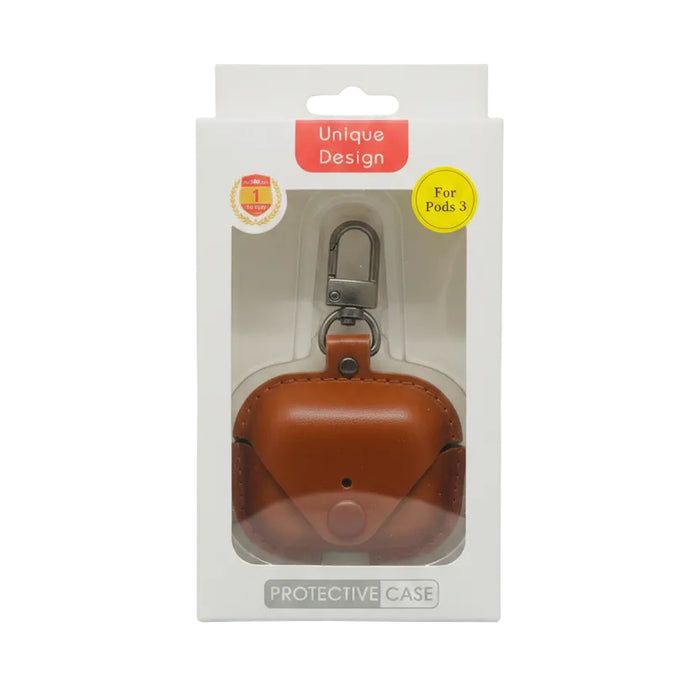 Protective Case with Carabiner for AirPods 3 - Brown