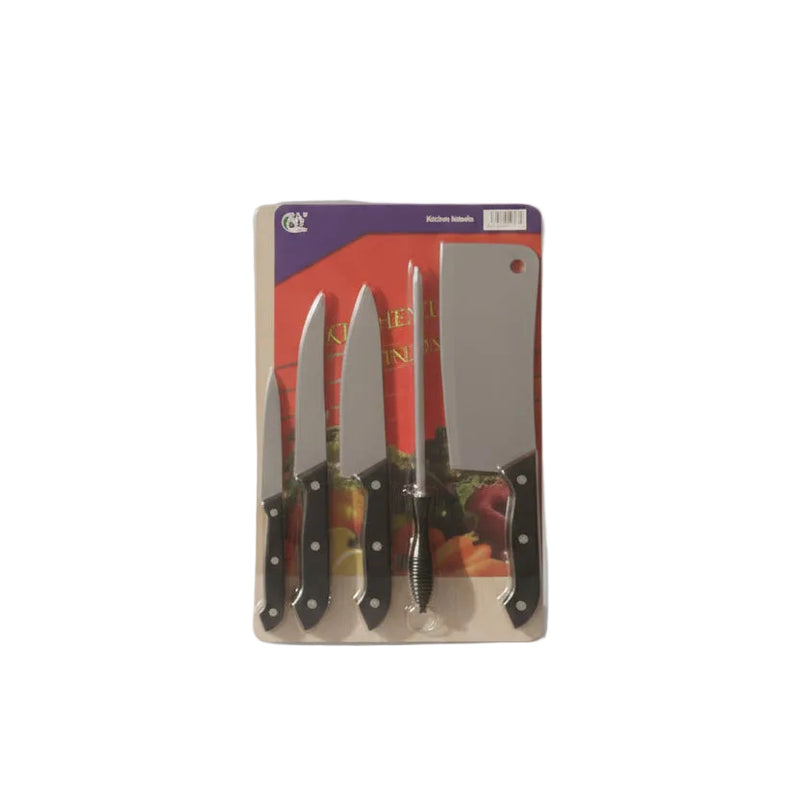 5-Piece Kitchen Knife Set with Honing Steel.