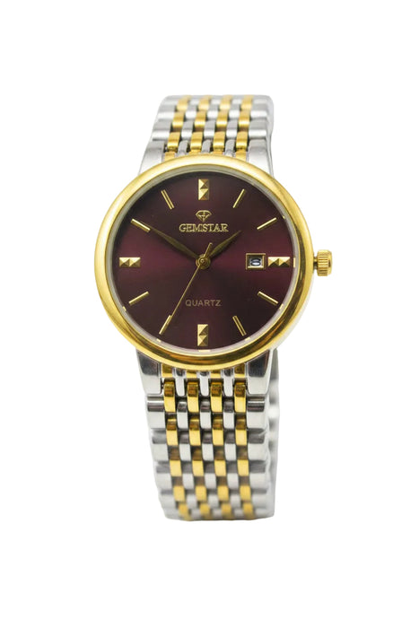 Gemstar Two-Tone Maroon Dial Watch