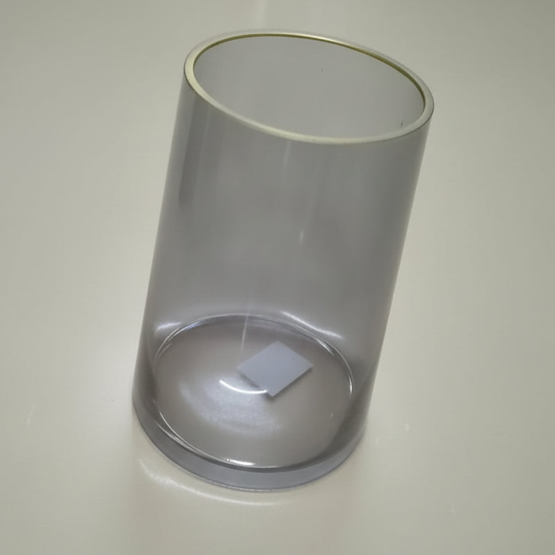 Grey Cylindrical Glass Vase (Gold Rim)
