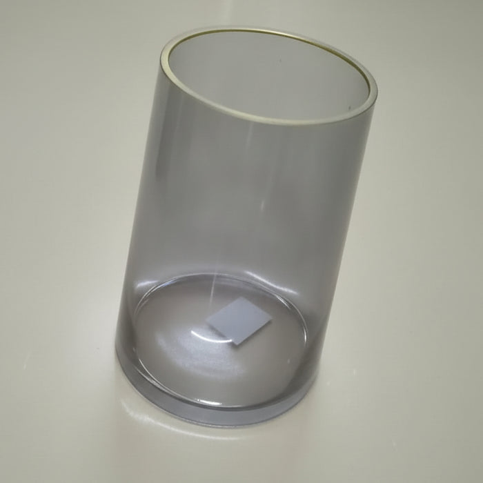 Grey Cylindrical Glass Vase (Gold Rim)