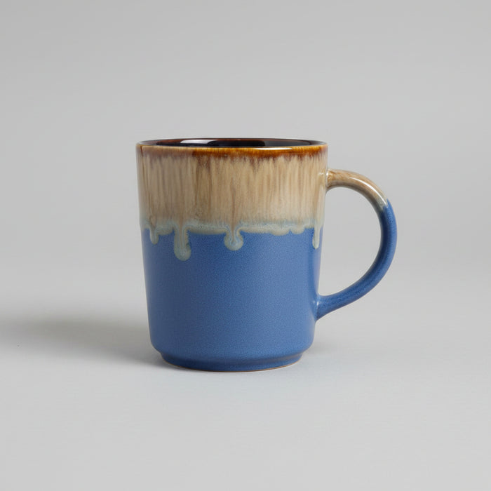 Two-Tone Blue and Sand Stoneware Coffee Mug