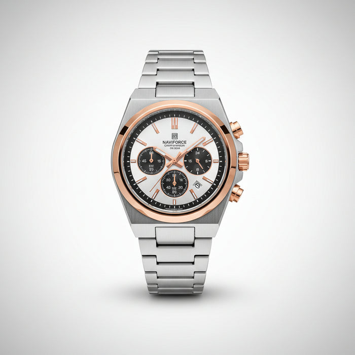 Naviforce Chronograph Watch( Rose Gold & Silver)