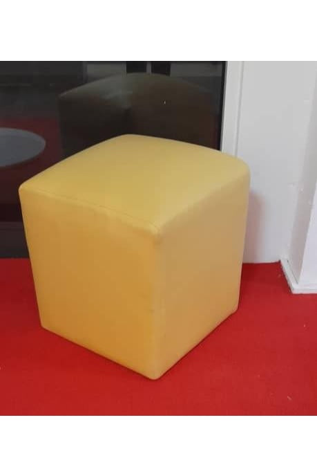 Leather Square Pouf Sponge Filling Seat, Yellow