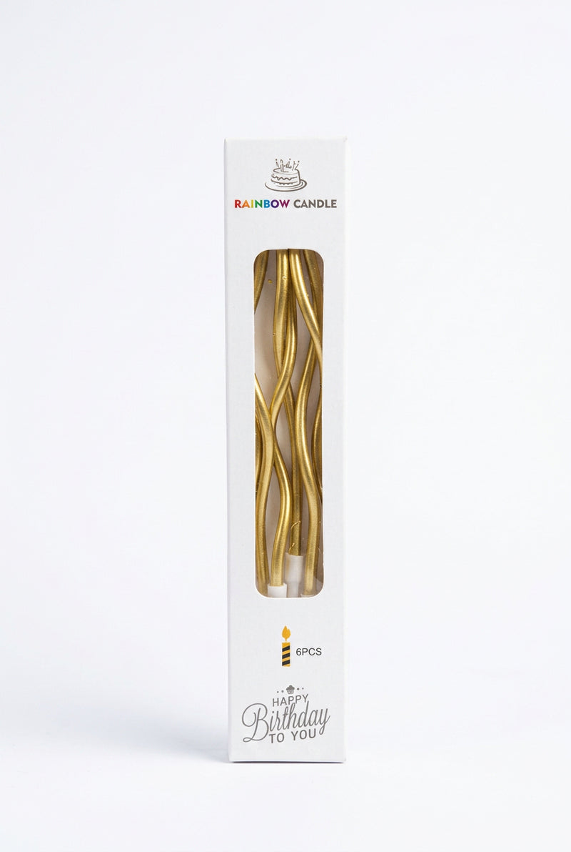 Candle Happy Birthday Spiral Gold Candles (6 pieces)