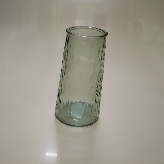 Textured Cylindrical Glass Vase (Pale Green)