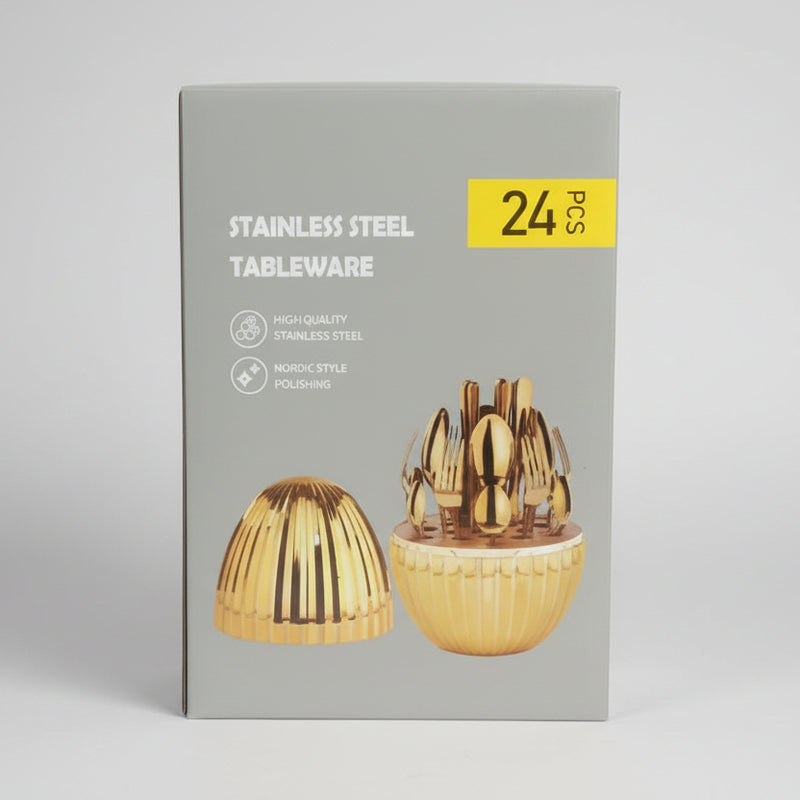 24-teiliges goldenes Edelstahl-Besteckset