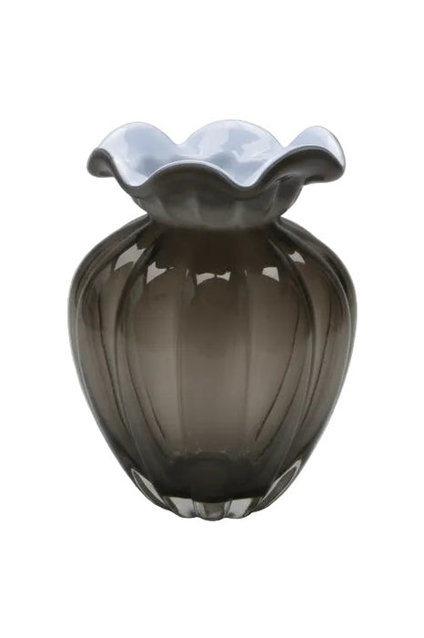 Scalloped Ribbed Ceramic Vase