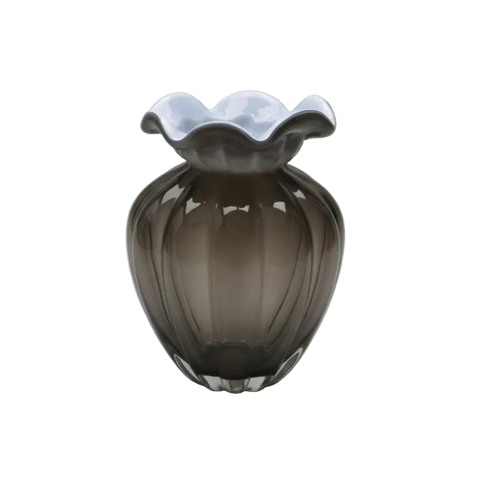 Scalloped Ribbed Ceramic Vase