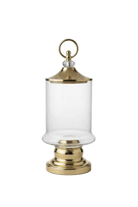 Gold Glass Hurricane Candle Holder with Lid 5L
