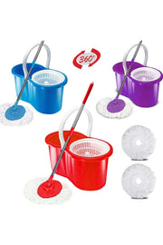 360° FLOOR MAGIC SPIN MOP BUCKET SET MICROFIBER ROTATING DRY murukali.com