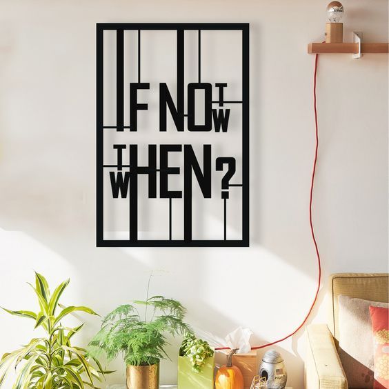 Decorative wall art with text 'IF NOW THEN WHEN? 70*100cm