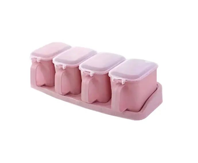 4 Pcs Set Plastic Lid Condiment Box Seasoning Box Plastic Kitchen Supplies Spice Rack Salt Pepper Storage Container Murukali.com