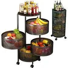 4 Tier Rotating Storage Rack Black Murukali.com