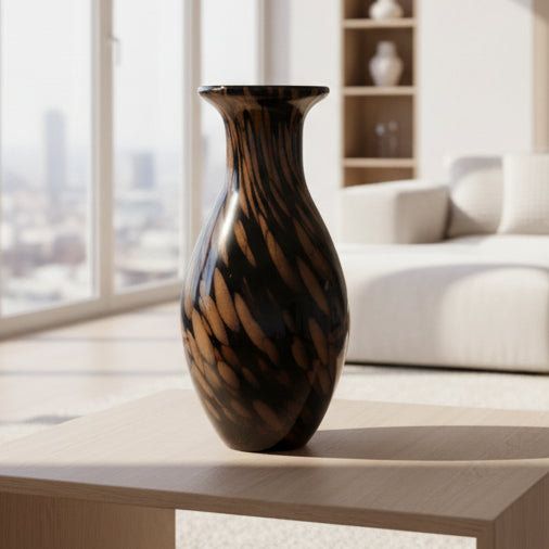 Tapered Speckled Glass Vase (Onyx & Amber)
