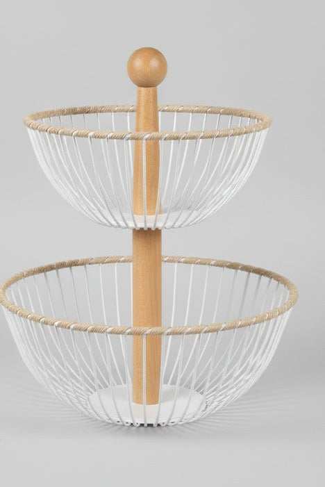 Two-tiered Black Metal Fruit Basket