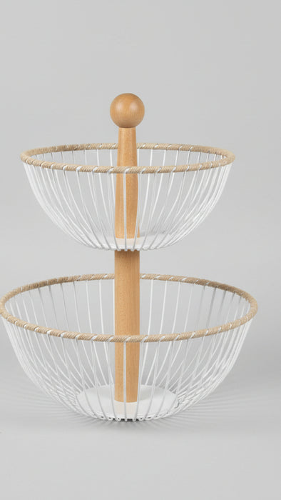 Two-tiered Black Metal Fruit Basket