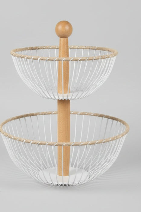 Two-tiered Black Metal Fruit Basket