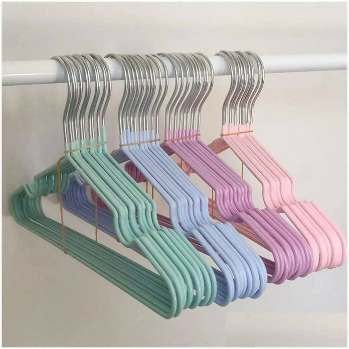Non-Slip Plastic Clothes Hangers – Pastel Color Set 10pcs