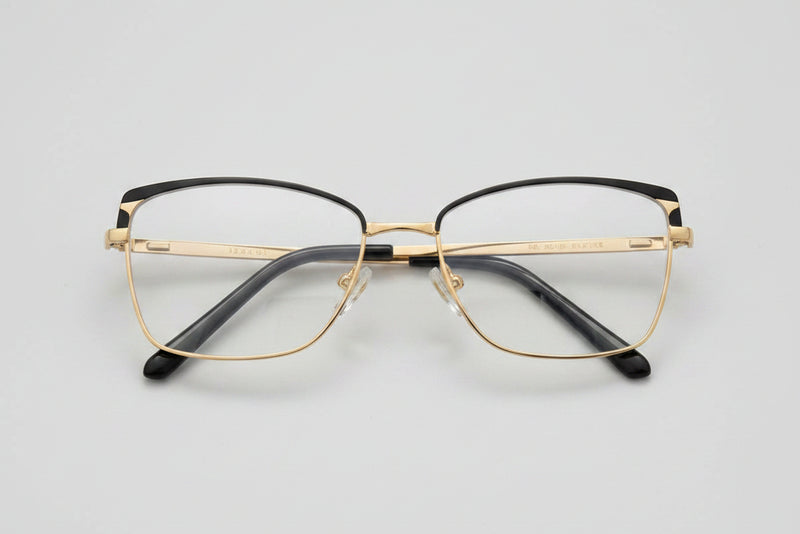 Elegant Square Metal Glasses - Black & Gold