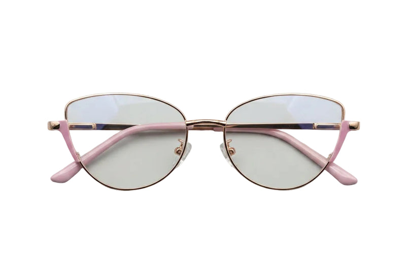 Chic Cat-Eye Metal Glasses - Pink & Gold