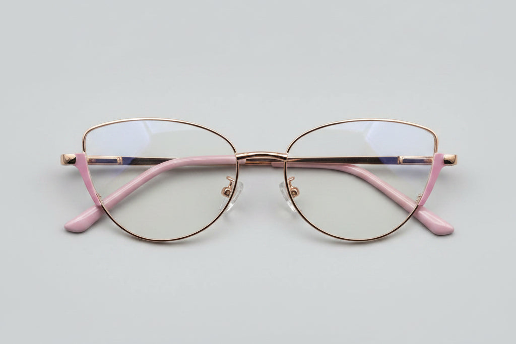 Chic Cat-Eye Metal Glasses - Pink & Gold