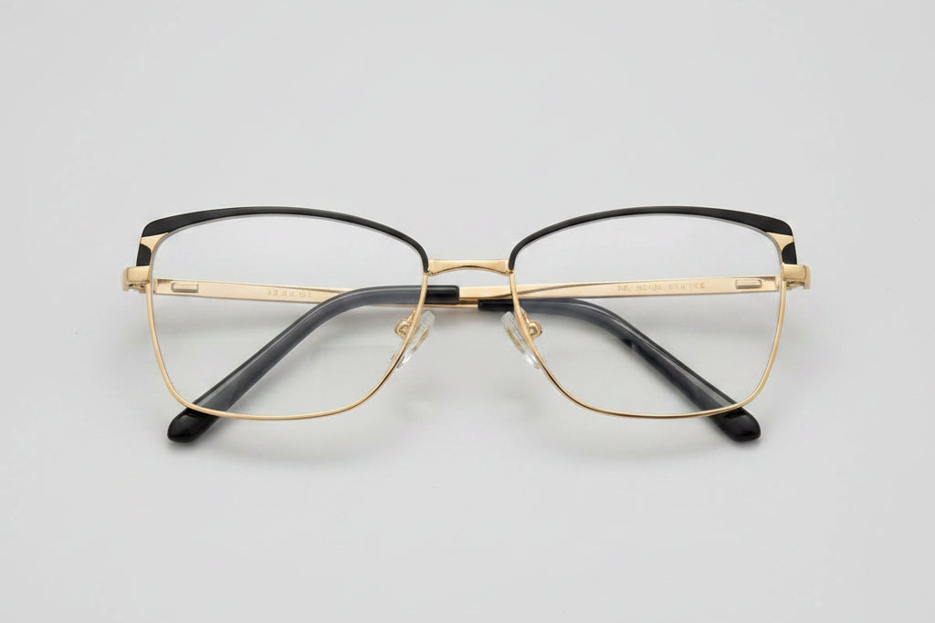Elegant Square Metal Glasses - Black & Gold