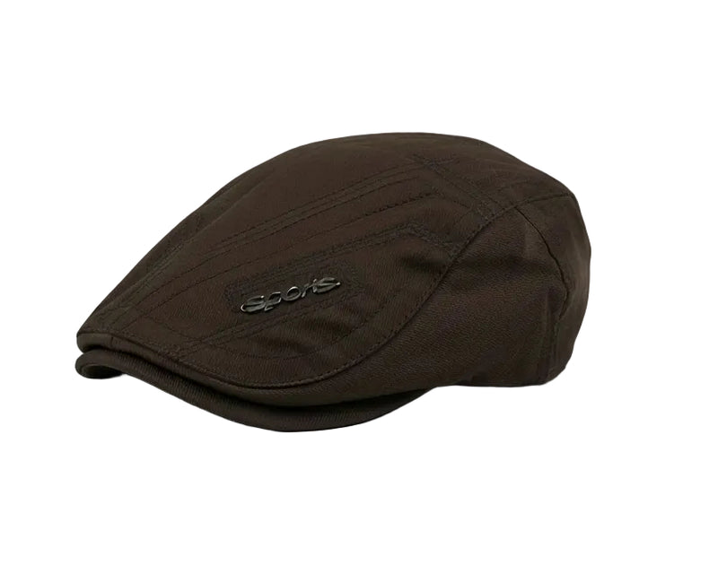 Sports Dark Brown Cotton Flat Cap