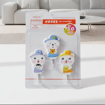 WANXIN Adhesive Cartoon Hooks (3-Piece Set)
