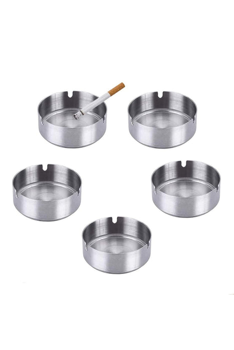 Ashtray Round Stainless Steel Cigarette Holder Silver