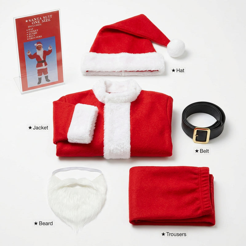 Christmas Santa Suit Costume Set/5 Pieces for Children Boys And Girls
