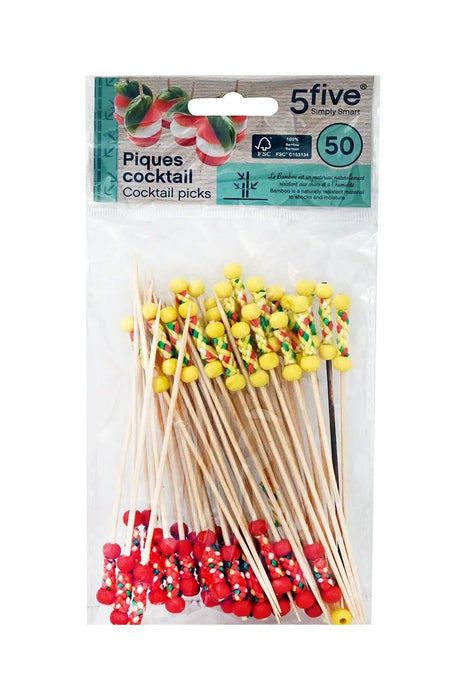 5Five Simply Smart Cocktail Picks – Decorative Bamboo Skewers 50 pcs