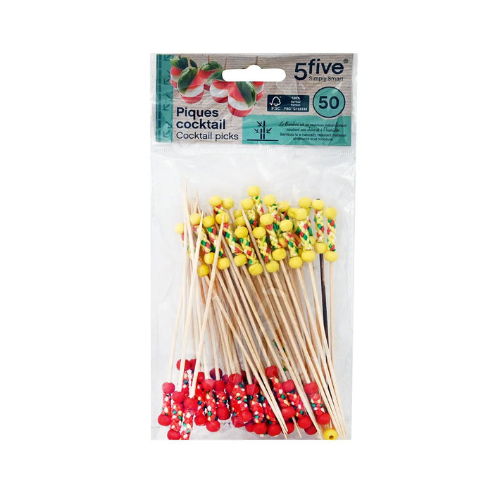 5Five Simply Smart Cocktail Picks – Decorative Bamboo Skewers 50 pcs
