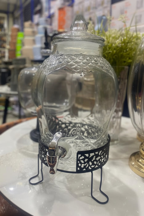 Glass Beverage Dispenser with Metal Stand 5L