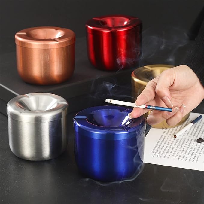 Cigarette Ashtray with Lid Portable Windproof