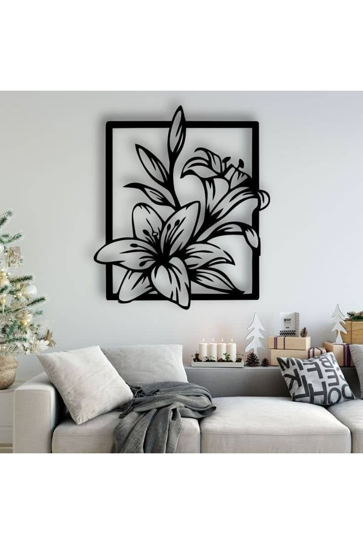 Decorative wall art of black floral design 100*86cm
