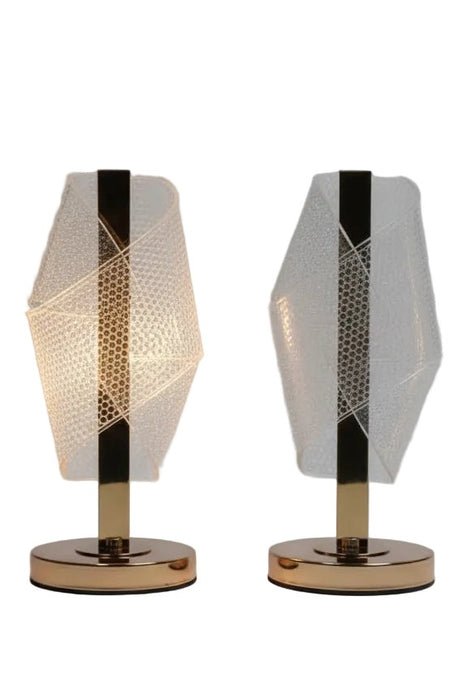 Gold-Colored Crystal-Accented Table Lamp